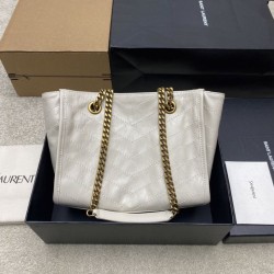 Replica qualità specchio Borse YSL Saint Laurent Niki piccola shopping pelle bovina oliata e cerata Beige