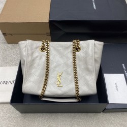 Replica qualità specchio Borse YSL Saint Laurent Niki piccola shopping pelle bovina oliata e cerata Beige