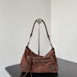 Replica qualità specchio Borsa a tracolla piccola Balenciaga Le City scamosciata marrone