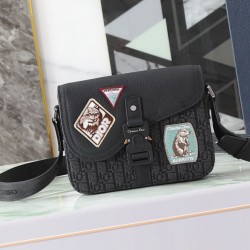 Replica qualità specchio Borse a tracolla Dior Saddle piccola con patta nera