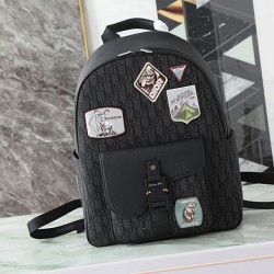 Replica qualità specchio Zaino Dior Saddle Zip Dior Oblique jacquard nero