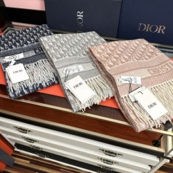 Replica qualità specchio Alta gamma replica Sciarpa frange Dior Oblique cashmere blu navy/écru 45 x 200 grigio