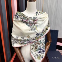 Replica qualità specchio Sciarpa Mitzah in seta e cashmere multicolore Dior D-Floral 140 x 140 02