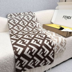 Replica qualità specchio Pari all'originale replica Sciarpa Fendi FF misto cashmere e lana grigio tortora 35 x 180