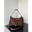 Borsa a tracolla media Balenciaga Le City scamosciata marrone