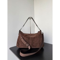 Borsa a tracolla media Balenciaga Le City scamosciata marrone