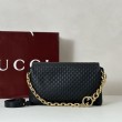 Qualità superiore replica a tracolla media Gucci GG rilievo con catena 857622 Nero