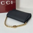 Qualità superiore replica a tracolla media Gucci GG rilievo con catena 857622 Nero