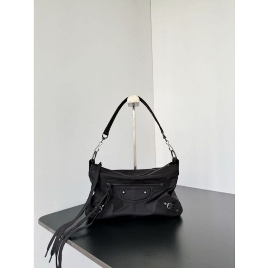 Borse Firmate Replica a tracolla piccola Balenciaga Le City Moto nylon nera