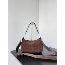 Borsa a tracolla piccola Balenciaga Le City scamosciata marrone
