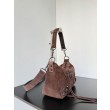 Borsa a tracolla piccola Balenciaga Le City scamosciata marrone