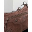 Borsa a tracolla piccola Balenciaga Le City scamosciata marrone