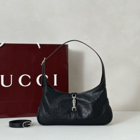 Qualità superiore replica a tracolla piccola Gucci Jackie Slim 863136/863137 Nero