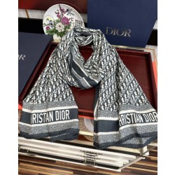 Sciarpa Dior Oblique misto cashmere blu navy 65x185