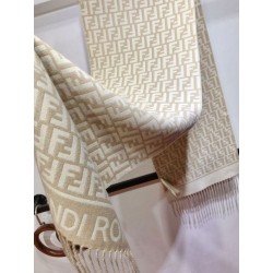 Sciarpa Fendi FF in misto lana e cashmere Beige 32 x 200