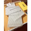 Sciarpa Fendi FF in misto lana e cashmere Beige 32 x 200