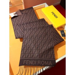 Pari all'originale replica Sciarpa Fendi FF in misto lana e cashmere bordeaux 32 x 200