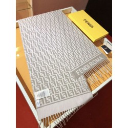 Sciarpa Fendi FF in misto lana e cashmere grigio tortora 32 x 200