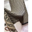 Sciarpa Fendi FF in misto lana e cashmere nera/marrone 32 x 200