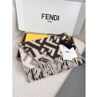Pari all'originale replica Sciarpa Fendi FF misto cashmere e lana grigio tortora 35 x 180
