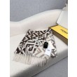 Pari all'originale replica Sciarpa Fendi FF misto cashmere e lana grigio tortora 35 x 180