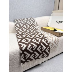 Pari all'originale replica Sciarpa Fendi FF misto cashmere e lana grigio tortora 35 x 180