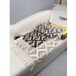 Pari all'originale replica Sciarpa Fendi FF misto cashmere e lana grigio tortora 35 x 180
