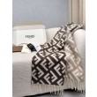 Pari all'originale replica Sciarpa Fendi FF misto cashmere e lana grigio tortora 35 x 180