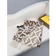 Sciarpa Fendi FF misto cashmere e lana marrone 35 x 180