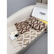Sciarpa Fendi FF misto cashmere e lana marrone 35 x 180