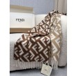Sciarpa Fendi FF misto cashmere e lana marrone 35 x 180