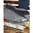 Alta gamma replica Sciarpa frange Dior Oblique cashmere blu navy/écru 45 x 200 Blu