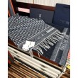 Alta gamma replica Sciarpa frange Dior Oblique cashmere blu navy/écru 45 x 200 Blu