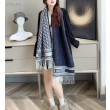 Alta gamma replica Sciarpa frange Dior Oblique cashmere blu navy/écru 45 x 200 Blu