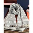 Alta gamma replica Sciarpa frange Dior Oblique cashmere blu navy/écru 45 x 200 grigio