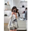 Alta gamma replica Sciarpa frange Dior Oblique cashmere blu navy/écru 45 x 200 grigio