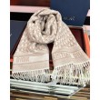Alta gamma replica Sciarpa frange Dior Oblique cashmere blu navy/écru 45 x 200 Rosa