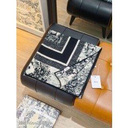 Alta gamma replica Sciarpa quadrata twill di seta e cashmere Dior Toile de Jouy Sauvage Nero 140 x 140