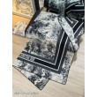 Alta gamma replica Sciarpa quadrata twill di seta e cashmere Dior Toile de Jouy Sauvage Nero 140 x 140