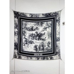 Alta gamma replica Sciarpa quadrata twill di seta e cashmere Dior Toile de Jouy Sauvage Nero 140 x 140