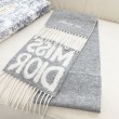 Sciarpa reversibile in cashmere Dior Miss Dior Graffiti grigio/avorio 17 x 140