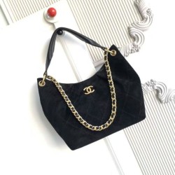 Replica qualità specchio Borsa Chanel 26C Maxi hobo Hippie AS5970 AS5978 Scamosciata Nero