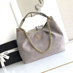 Replica qualità specchio Borsa  1:1 Chanel 26C Maxi hobo Hippie AS5970 AS5978 Scamosciata Grigia