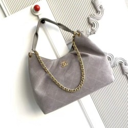 Replica qualità specchio Borsa  1:1 Chanel 26C Maxi hobo Hippie AS5970 AS5978 Scamosciata Grigia
