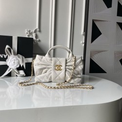 Replica qualità specchio Borse Chanel 25K Mini Bow AS5849 Pelle di agnello Bianco