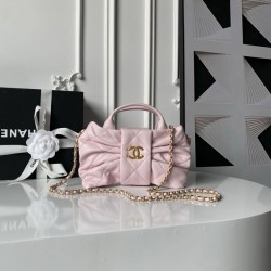 Replica qualità specchio Borse Chanel 25K Mini Bow AS5849 Pelle di agnello rosa