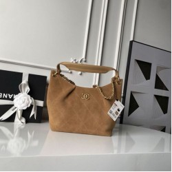 Replica qualità specchio Imitazioni borse griffate Chanel 26C Maxi hobo Hippie AS5970 AS5978 Scamosciata Marrone