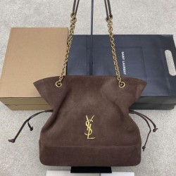 Replica qualità specchio Borsa a tracolla YSL Saint Laurent Jamie 4.3 Pochon Shopping Scamosciata Marrone