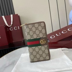 Replica qualità specchio Pari all'originale replica imitazione Portafoglio Gucci Ophidia con cerniera 838619 Marrone