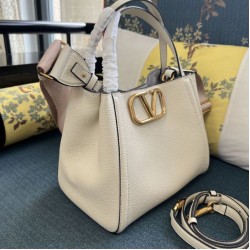 Replica qualità specchio Borsa  1:1 a mano media Valentino Garavani Alltime vitello granato Beige